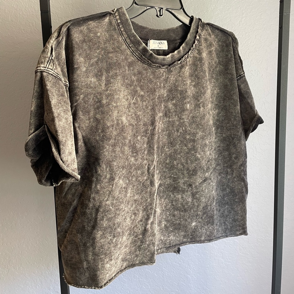 Black Acid Wash Top